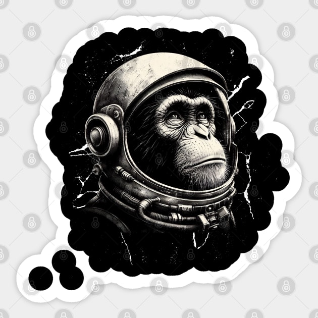 Astronaut Monkey wearing space helmet, meditate Sticker by CareTees